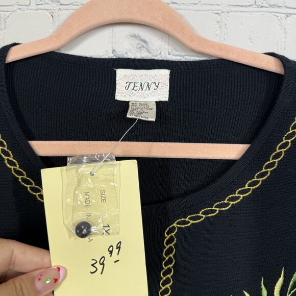 Jenny Animal Print Cardigan Women Plus Size 1X Black Tiger Teacher Button Top - Picture 4 of 9